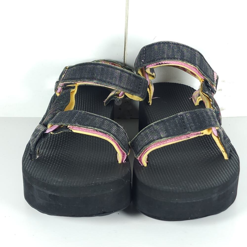 Teva Flatform Women's US8? Black Gray Platform Wedge Strappy Sandals - Picture 5 of 16
